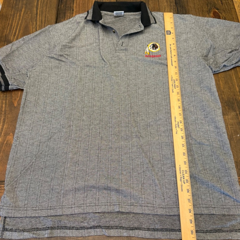 Dynasty Washington Redskins Polo Shirt Mens XL Grey Black Textured Knit Vintage - Picture 5 of 7